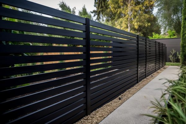 modern black wooden fence - yard fencing - private garden